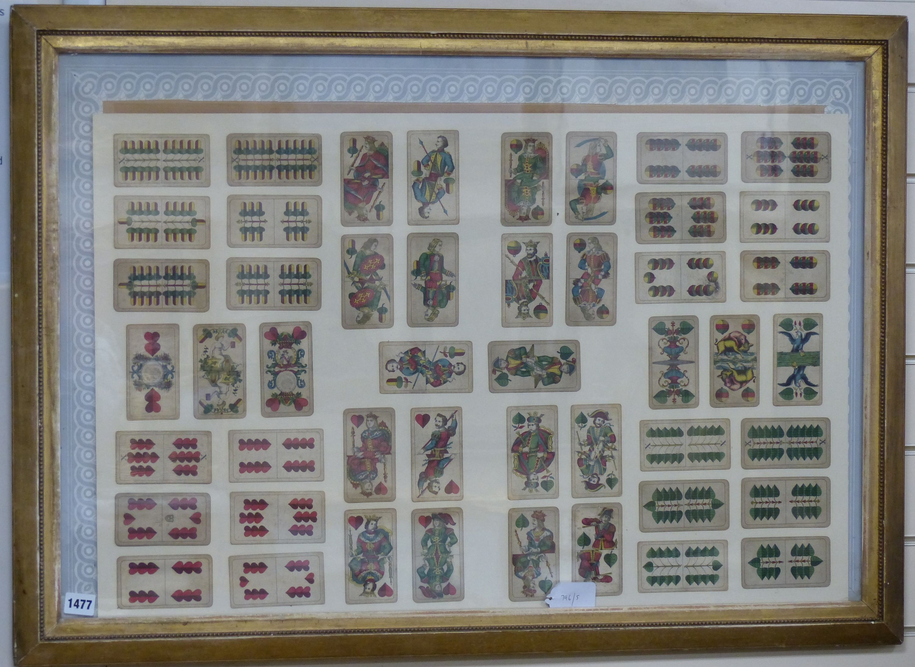 Framed 19th century playing cards